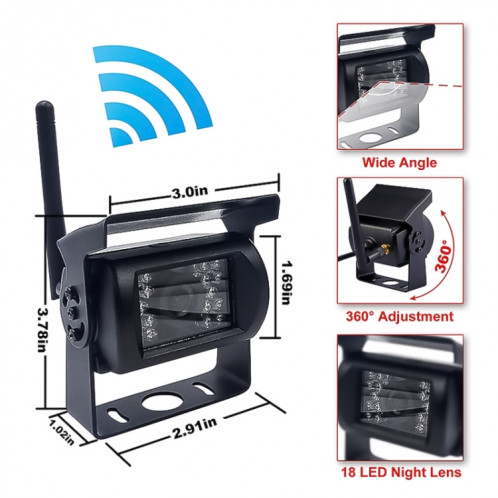 PZ607-W-D2 Moniteur de voiture de recul inversé sans fil numérique audio et vidéo de 7,0 pouces SH5162595-010