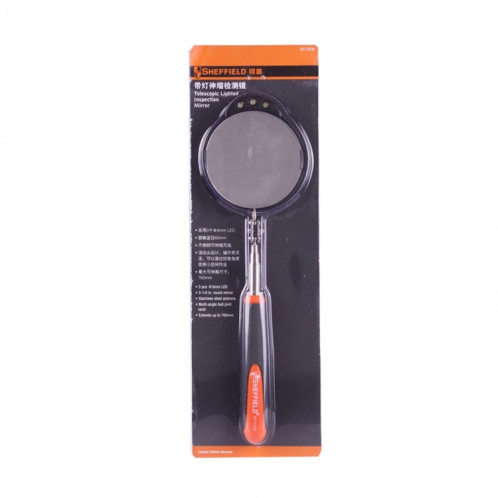 Miroir d'inspection châssis de véhicule à caméra rétractable avec 3 LEDs LED 5 mm LED, diamètre du miroir: 82 mm, longueur d'extension maximale: 760 mm SM52675-011