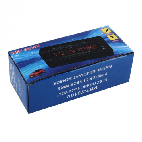 Numérique Voiture Thermomètre Tension Mètre Lumineux Horloge Testeur Détecteur Multifonction Voiture Horloge Numérique avec Thermomètre et Voltmètre Automobile SN5435907-06