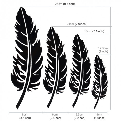 10 PCS Emblème Plume Autocollants Autocollant De Plastique Imperméable En Plastique (Noir) SH717B1231-08