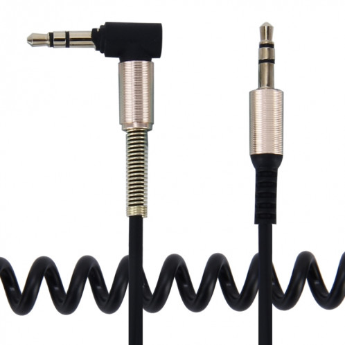 3.5mm 3 pôles Mâle à Mâle Audio AUX Câble enroulable rétractable, Longueur: 1.5m (Noir) S3728B924-04