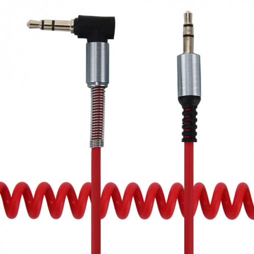 3.5mm 3 pôles Mâle à Mâle Plug Audio AUX Câble enroulé rétractable, Longueur: 1.5m (Rouge) S3728R352-04