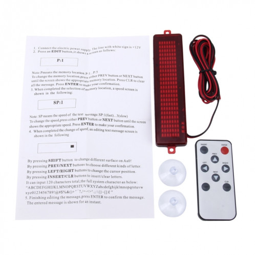 Panneau de signalisation programmable de message de vitrine de voiture de CC 12V LED faisant défiler l'affichage avec la télécommande (lumière rouge) SH76RL732-07