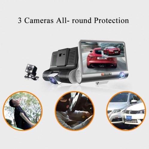 Écran IPS 4,0 pouces 5,0 mégapixels 170 degrés grand angle Full HD 1080P DVR voiture vidéo 3 canaux, prise en charge de la lumière de remplissage de vision nocturne / visuel inversé / carte TF (32 Go max) / capteur SH65861444-015