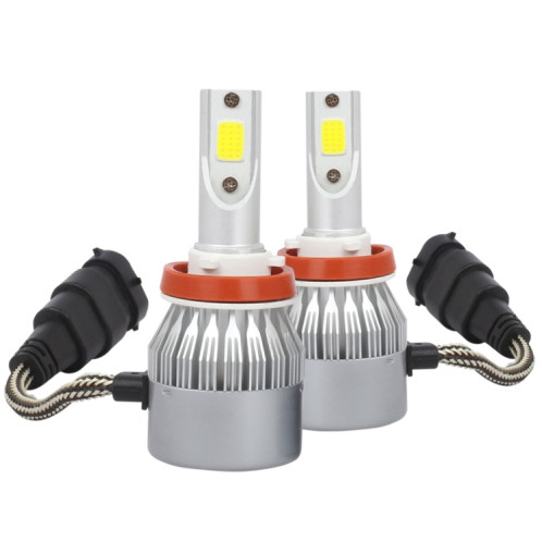 2 PCS H8 / H9 / H11 18W 1800 LM 3000K IP68 Casnbus phare de voiture à courant constant LED avec 2 lampes COB, DC 9-36V (lumière dorée) SH05JL990-011