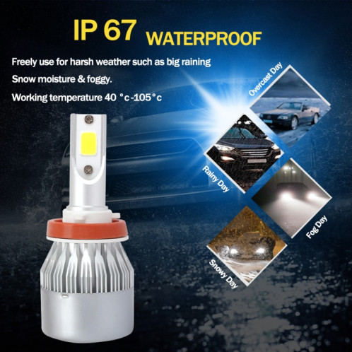 2 PCS H7 18W 1800 LM 8000K IP68 Casnbus phare à courant constant de voiture LED avec 2 lampes COB, DC 9-36V (lumière bleue glacée) SH06BB580-011