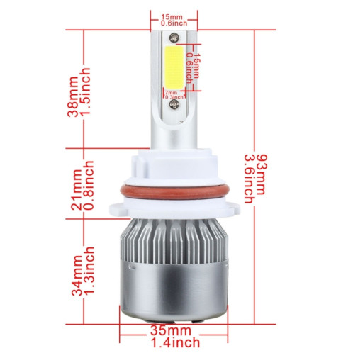 2 PCS 9007 18W 1800 LM 6000K IP68 Casnbus phare à courant constant de voiture LED avec 2 lampes COB, DC 9-36V (lumière blanche) SH07WL42-07