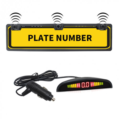 Capteur de stationnement de cadre de plaque d'immatriculation de voiture sans fil Europe PZ300L-W Radar de recul avec 3 détecteurs Radar SH71481032-08