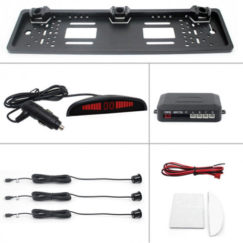 Capteur de stationnement de cadre de plaque d'immatriculation de voiture sans fil Europe PZ300L-W Radar de recul avec 3 détecteurs Radar SH71481032-08