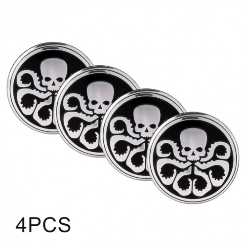 4 PCS autocollant décoratif moyeu de roue, motif crâne, style voiture, diamètre: 5,8 cm SH71561904-07