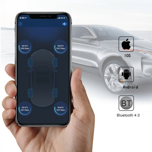 V11B voiture intelligente multifonctionnelle pneu gonfleur jauge de gonflage testeur de véhicule surveillance de l'inflation, soutien Bluetooth 4.0 SH76521410-09