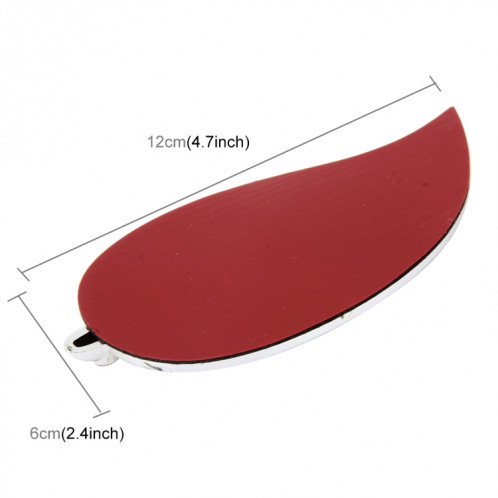 Autocollant décoratif en plastique pour voiture, 2 feuilles, en forme de feuille, taille: 12,0 x 6,0 cm (argent + rouge) SH86691915-06