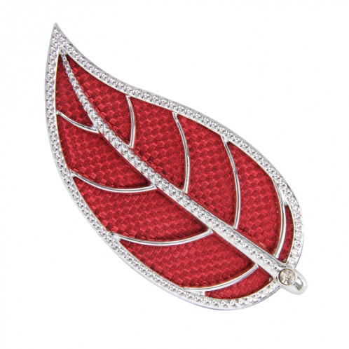 Autocollant décoratif en plastique pour voiture, 2 feuilles, en forme de feuille, taille: 12,0 x 6,0 cm (argent + rouge) SH86691915-06