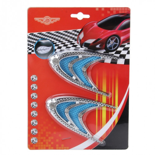 Autocollant décoratif en plastique pour voiture, 2 PCS, Taille: 10.0 x 5.0cm (Argent + Bleu) SH86701012-06