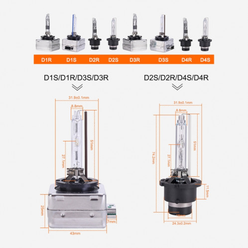 2 PCS D1R 35W 3800 LM 8000K Ampoules HID Lampes au xénon, DC 12V (lumière blanche) SH10WL1345-011