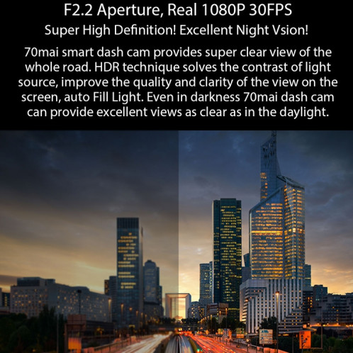 Xiaomi Midrive D06 70 Mai Smart HD Night Vision 1080P Conduite Sans Fil Dashcam 1S, EN Version SX91961657-014