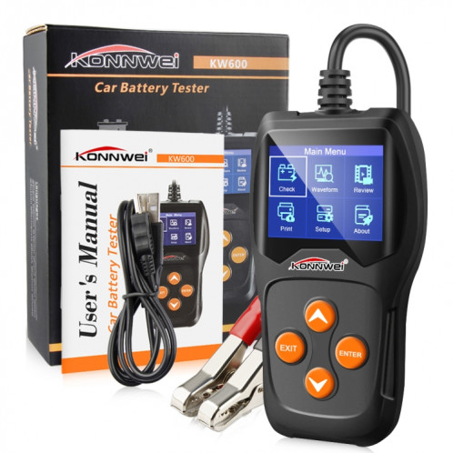 KONNWEI KW600 analyseur de batterie automatique 100 à 2000CCA testeur de voiture 12 V 2.4 pouces écran couleur numérique démarrage de charge Diagnostic de voiture SK92171793-04