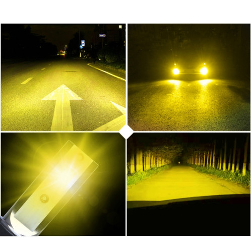 2 PCS H1 18W 1800 LM 3000K IP68 Canbus phare de voiture à courant constant LED avec 2 lampes COB, DC 9-36V (lumière dorée) SH10JL1723-011