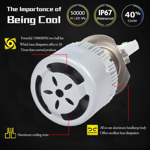2 PCS H1 18W 1800 LM 3000K IP68 Canbus phare de voiture à courant constant LED avec 2 lampes COB, DC 9-36V (lumière dorée) SH10JL1723-011