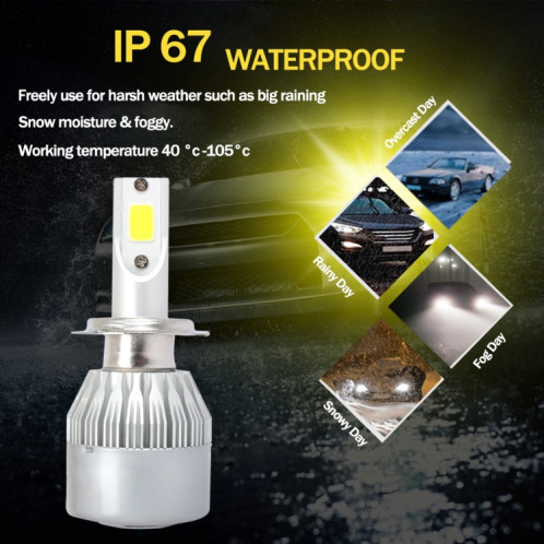 2 PCS H1 18W 1800 LM 3000K IP68 Canbus phare de voiture à courant constant LED avec 2 lampes COB, DC 9-36V (lumière dorée) SH10JL1723-011