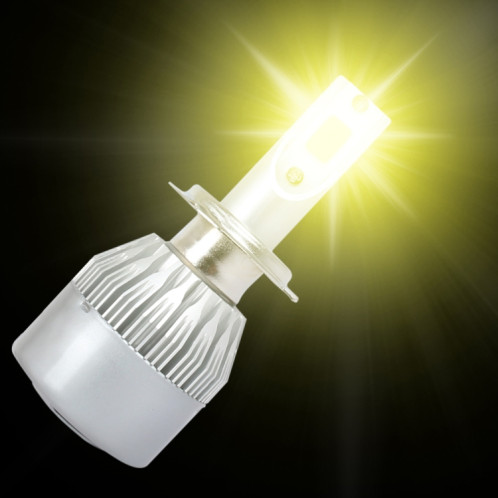 2 PCS H1 18W 1800 LM 3000K IP68 Canbus phare de voiture à courant constant LED avec 2 lampes COB, DC 9-36V (lumière dorée) SH10JL1723-011