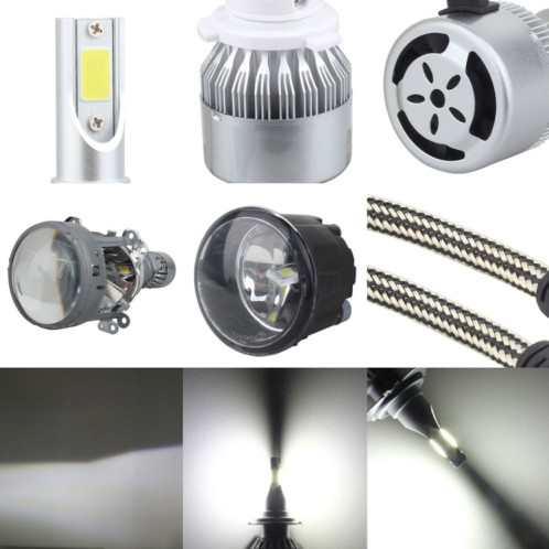 2 PCS H1 18W 1800 LM 6000K IP68 Canbus phare de voiture à courant constant LED avec 2 lampes COB, DC 9-36V (lumière blanche) SH10WL574-08
