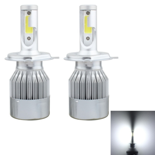 2 PCS H4 18W 1800 LM 6000K IP68 Canbus phare LED de voiture à courant constant avec 2 lampes COB, DC 9-36V (lumière blanche) SH12WL1274-08