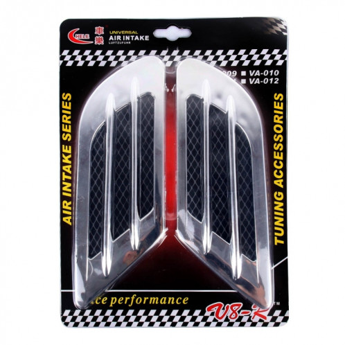 2 PCS Euro Style Débit d'air décoratif Admission Turbo Capot Couvercle de grille d'aération latérale avec autocollant auto-adhésif (Gris) SH914H376-06