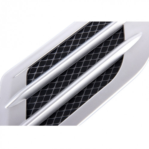 2 PCS Euro Style Débit d'air décoratif Admission Turbo Capot Couvercle de grille de ventilation latérale avec autocollant autocollant (Argent) SH914S1206-06