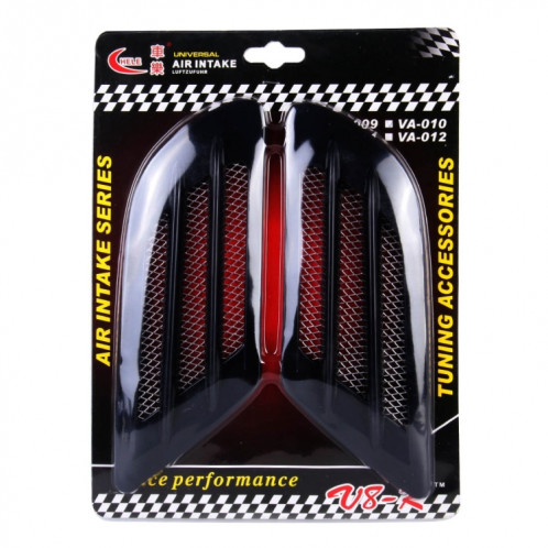 2 PCS Style Euro En Métal Décoratif Flux D'air Admission Turbo Capot Capot Couverture De Grille D'évent Côté Avec Autocollant Autocollant (Noir) SH915B1880-06