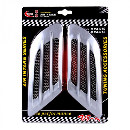 2pcs style euro en métal flux décoratif prise d'air turbo capot capuchon côté couvercle de la grille d'aération avec autocollant auto-adhésif (gris) SH915H1904-06