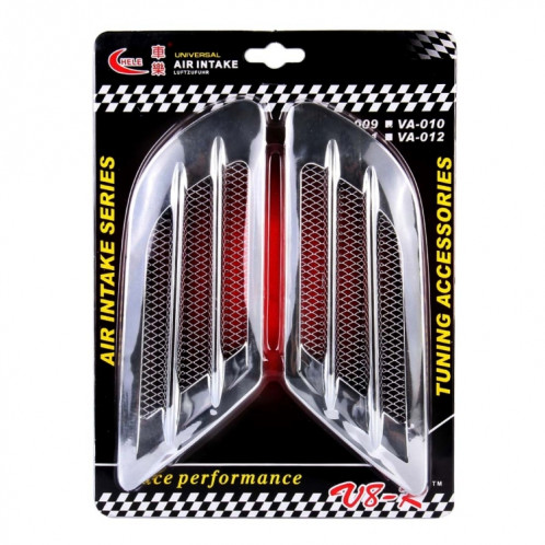 2pcs style euro en métal flux d'air décoratif entrée turbo capuchon capot couvercle de ventilation latérale avec autocollant auto-adhésif (argent) SH915S687-06