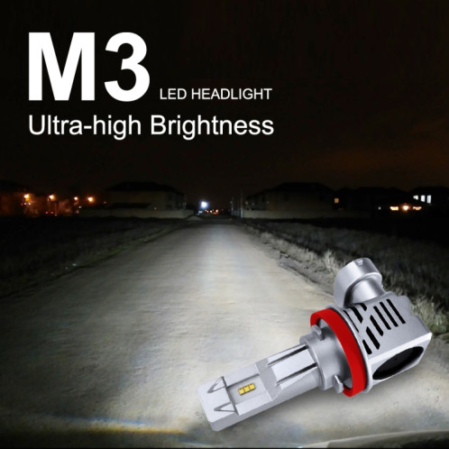 2 PCS M3 H8 / H9 / H11 DC9-32V / 17W / 6500K / 2000LM IP68 lampes de phare de voiture LED (blanc froid) SH84LW329-010