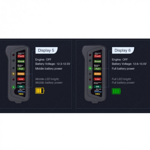TIROL T16897 12V testeur automatique d'alternateur de batterie numérique de voiture 6 LED affichage de lumières SH0303584-010
