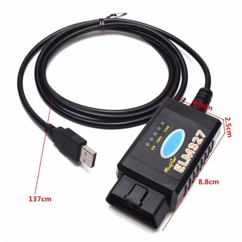 ELM327 Interface USB OBDII Outil de scanner de diagnostic automatique avec interrupteur SH0311303-05