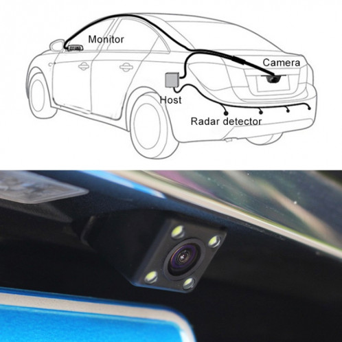 Moniteur de rétroviseur PZ604 170 degrés voiture 4,3 pouces avec caméra carrée SH0637674-013