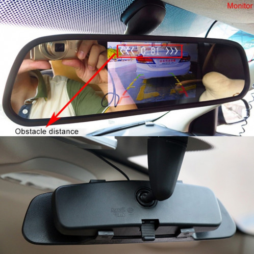 Moniteur de rétroviseur PZ604 170 degrés voiture 4,3 pouces avec caméra carrée SH0637674-013