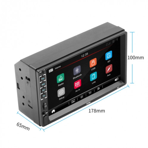 N7 7 pouces HD récepteur universel d'autoradio lecteur MP5, prise en charge FM et Bluetooth et liaison téléphonique avec télécommande SH0852210-020