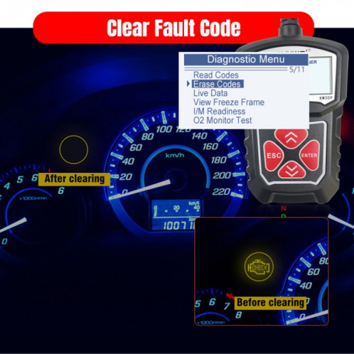 KONNWEI KW309 V309 V310 MS309 Lecteur de Code Outil de Diagnostic de Scanner OBD2 (Noir) SK093B1461-018