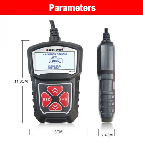 KONNWEI KW309 V309 V310 MS309 Lecteur de Code Outil de Diagnostic de Scanner OBD2 (Noir) SK093B1461-018