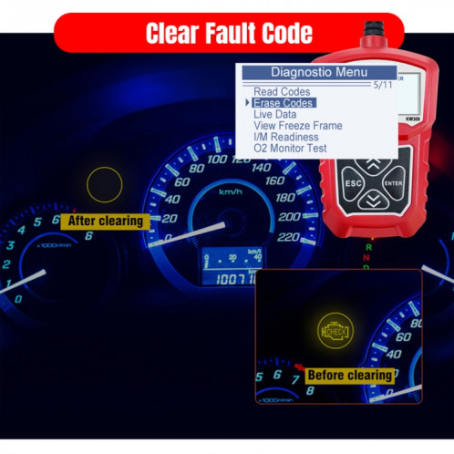 Outil de diagnostic de scanner OBD2 de lecteur de code de KONNWEI KW309 V309 V310 MS309 (rouge) SK093R1534-018