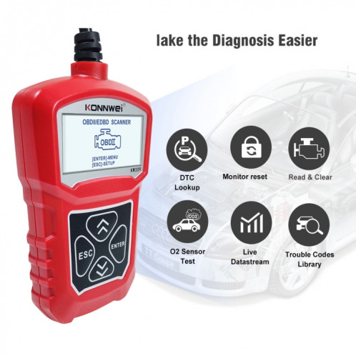 Outil de diagnostic de scanner OBD2 de lecteur de code de KONNWEI KW309 V309 V310 MS309 (rouge) SK093R1534-018