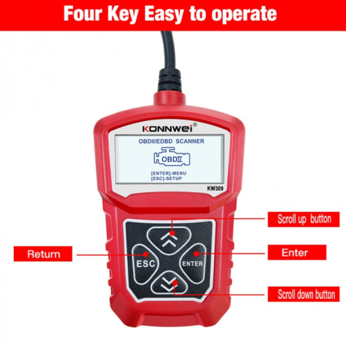 Outil de diagnostic de scanner OBD2 de lecteur de code de KONNWEI KW309 V309 V310 MS309 (rouge) SK093R1534-018