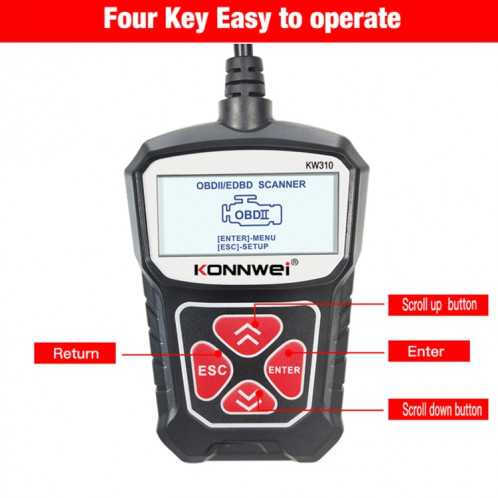 KONNWEI KW310 OBD lecteur de code de détecteur de défaut de voiture ELM327 OBD2 Scanner outil de diagnostic (noir) SK094B491-017
