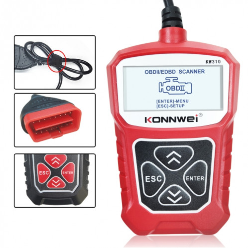 KONNWEI KW310 OBD lecteur de code de détecteur de défaut de voiture ELM327 OBD2 Scanner outil de diagnostic (rouge) SK094R701-017