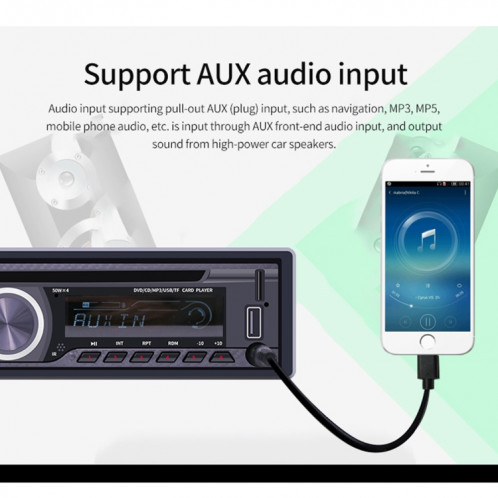 Lecteur MP3 de récepteur d'autoradio 8169A 12 V, prise en charge des appels mains libres Bluetooth / carte FM / USB / AUX / TF SH1114632-013