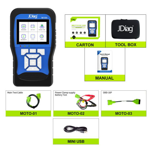 JDIAG M100 Motorcycles 2 Testeur de batterie de scanner OBD in1, version simplifiée SH1302476-07