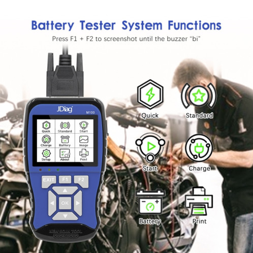 JDIAG M100 Motorcycles 2 Testeur de batterie de scanner OBD in1, version simplifiée SH1302476-07