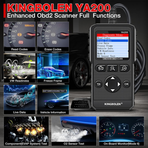 KINGBOLEN YA200 OBD2 Outil de diagnostic de défaut de voiture Analyseur de défaut SH1534244-010