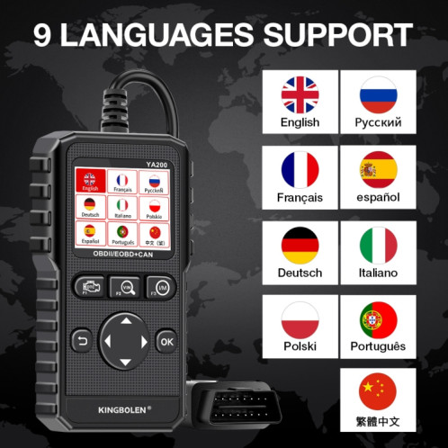 KINGBOLEN YA200 OBD2 Outil de diagnostic de défaut de voiture Analyseur de défaut SH1534244-010